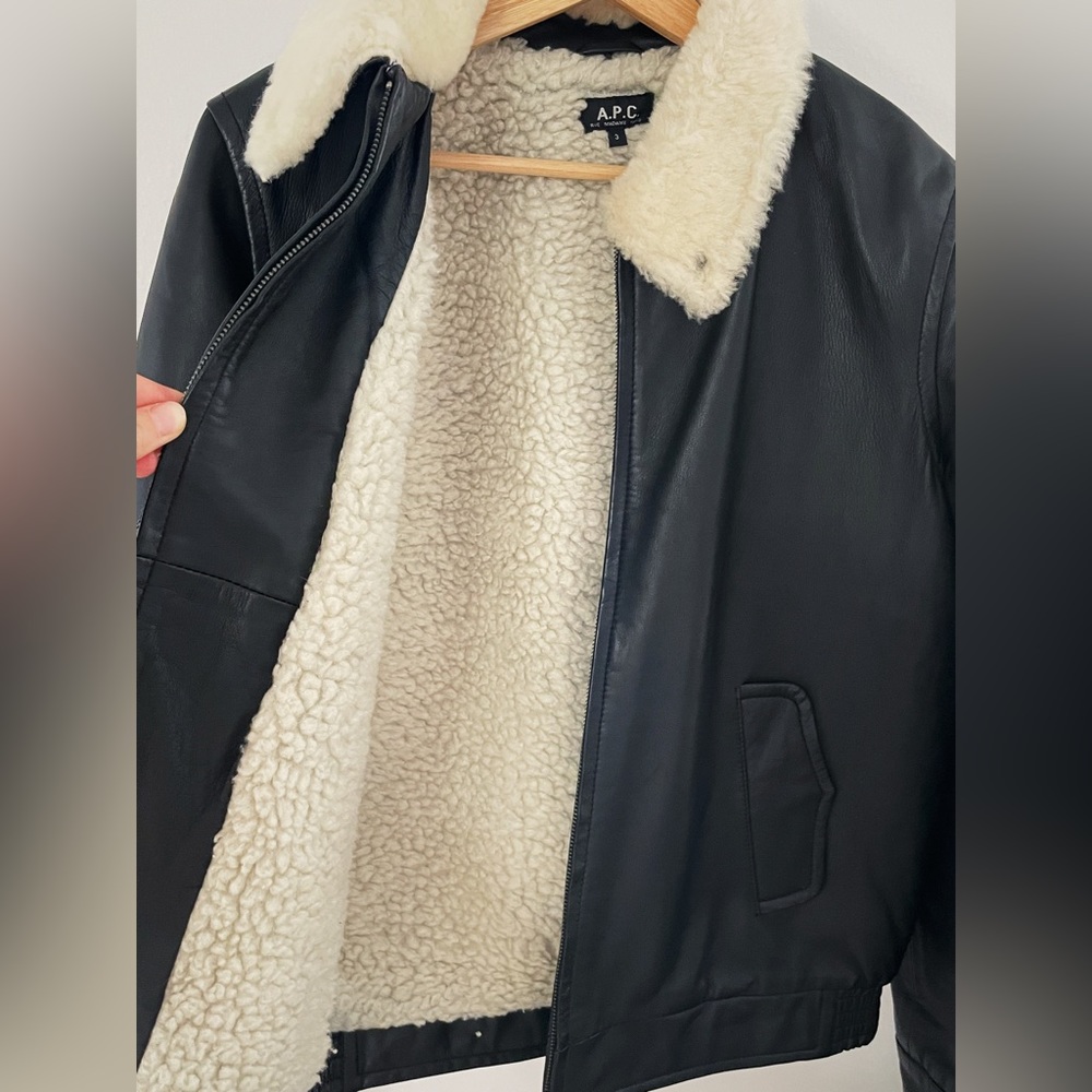 A.P.C. Boa Collar Genuine Leather Jacket size 3